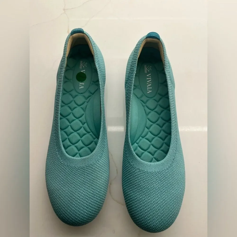 VIVAIA Knit Ballet Flats- Turquoise/Aqua Lightweight Comfort Flats EU39 | US 8.5